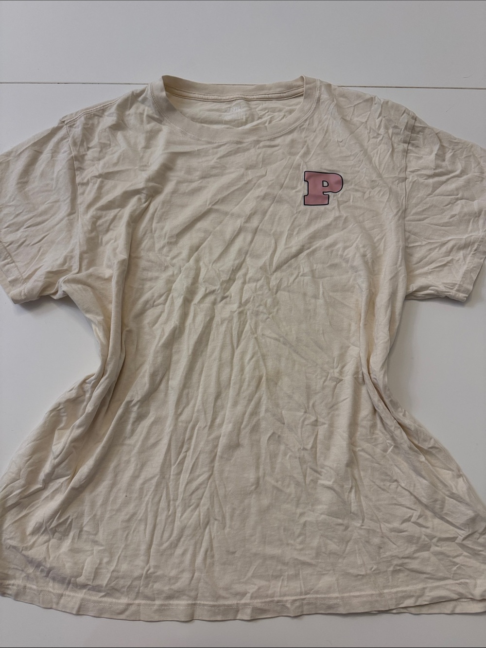Victoria’s Secret P Logo Cream Short-Sleeve Tee